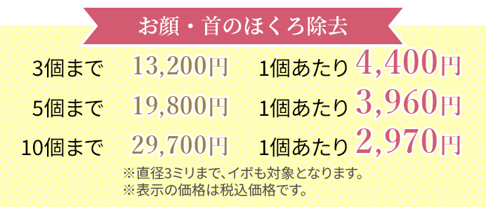 お得なほくろ除去プラン